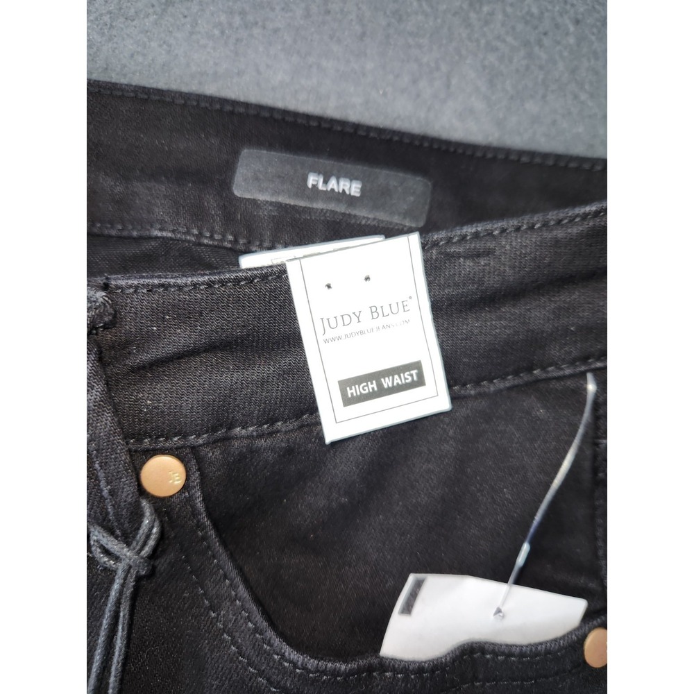 Judy Blue Pull On Flare Jeans Womens 13/31 Black High Waist Stretch Western NWT - Picture 7 of 13